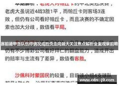 赛前德甲各队伤停情况成胜负走向最大关注焦点解析全面观察前瞻