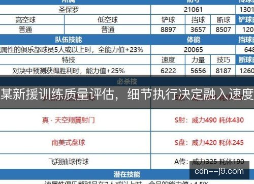 某新援训练质量评估，细节执行决定融入速度